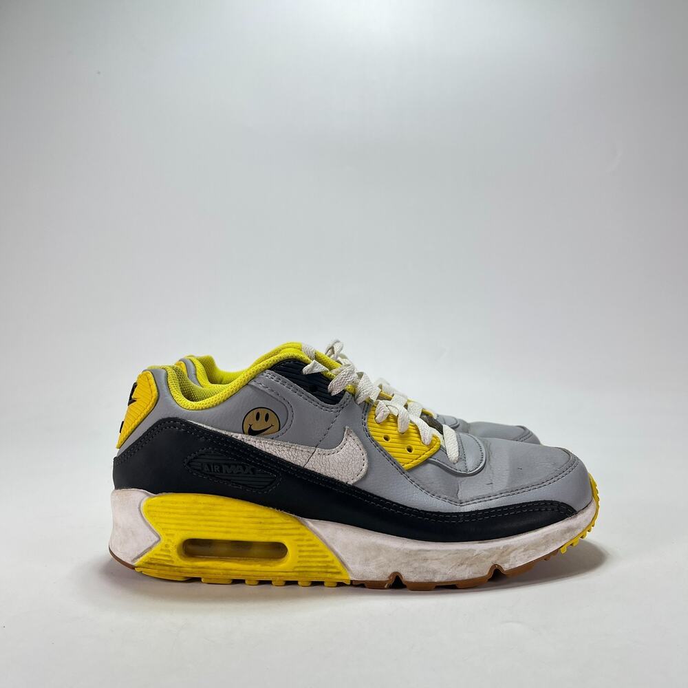 Nike Air Max 90 GS Go The Extra Smile Grey Yellow Black Sneakers Youth Size 5.5Y